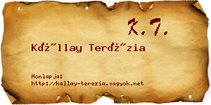 Kállay Terézia névjegykártya